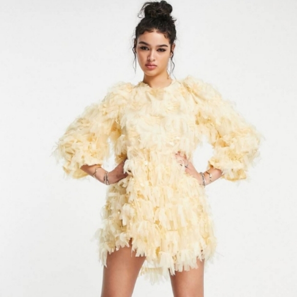 Sister Jane Dresses & Skirts - BNWT Sister Jane pale buttercup long sleeve ruffle mini dress! 🌼🌼🌼